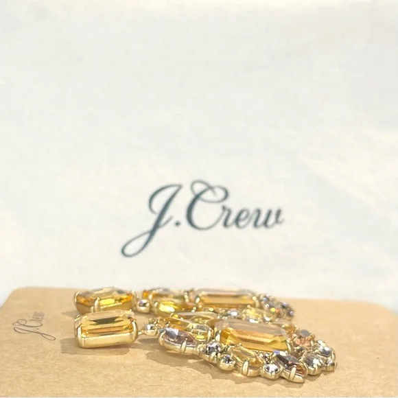 J. Crew Gold Tone Statement Earrings with Beautiful Jewels. - Picture 3 of 6